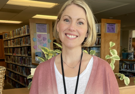 Photo of woman in library