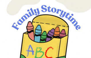 Family Storytime over a box of crayons