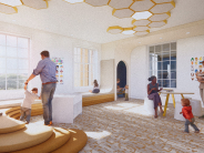 Early Learning Center with tiered seating, reading nooks, and children engaging in play and learning