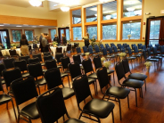 Conference room with rows of chairs