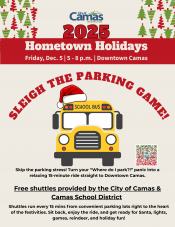 Sleigh the Parking Game Sleigh the Parking Game. School bus with santa hat on top.