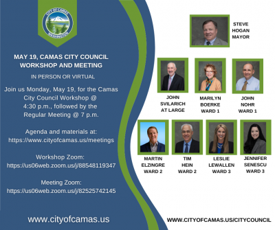 May 19, 2025 Camas City Council Workshop and Meeting