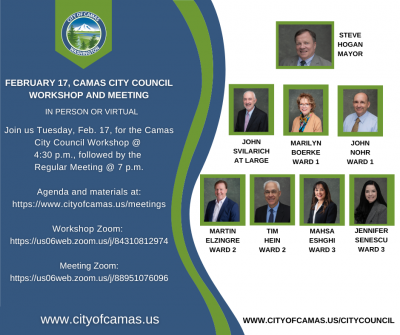 Feb. 17, 2026 Camas City Council Workshop and Meeting Feb. 17, 2026 Camas City Council Workshop and Meeting