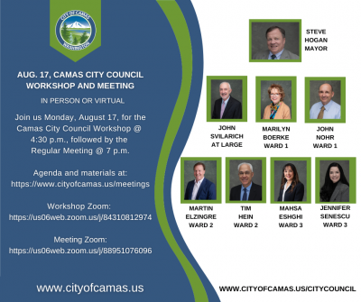 August 17, 2026 Camas City Council Workshop and Meeting August 17, 2026 Camas City Council Workshop and Meeting