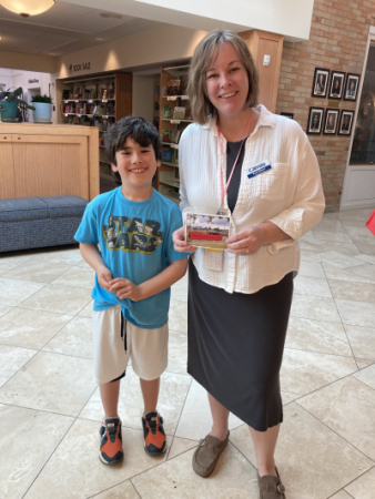 Gavin A. with Library Associate Kary Wilson