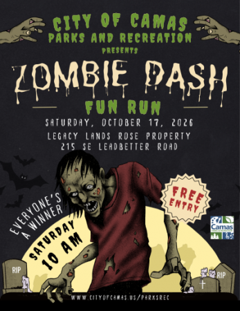 Participants and Zombies Needed for Camas Parks and Rec Zombie Dash Fun Run Oct. 17 Participants and Zombies Needed for Camas Parks and Rec Zombie Dash Fun Run Oct. 17
