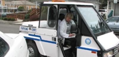 Officer in ticketing vehicle 