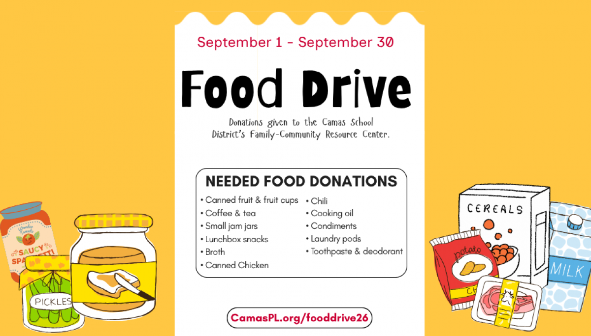 In honor of Hunger Action Month, the Camas Library is hosting a food drive during the month of September. 
