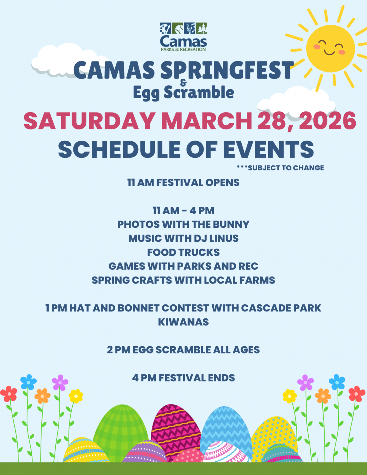 Camas SpringFest Schedule Camas SpringFest Schedule