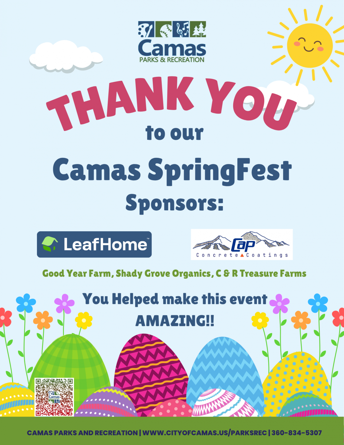 Camas SpringFest sponsor thank you!