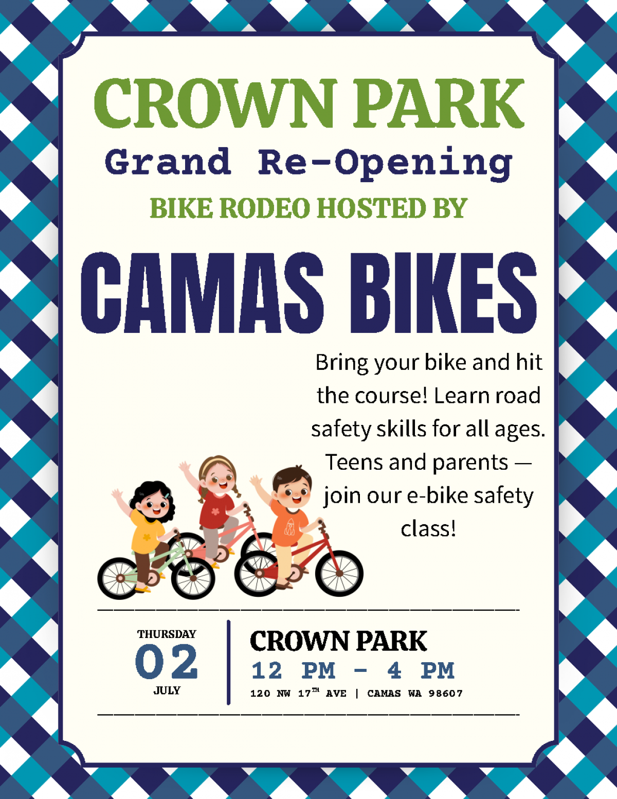Bike Rodeo at Crown Park Re-Opening