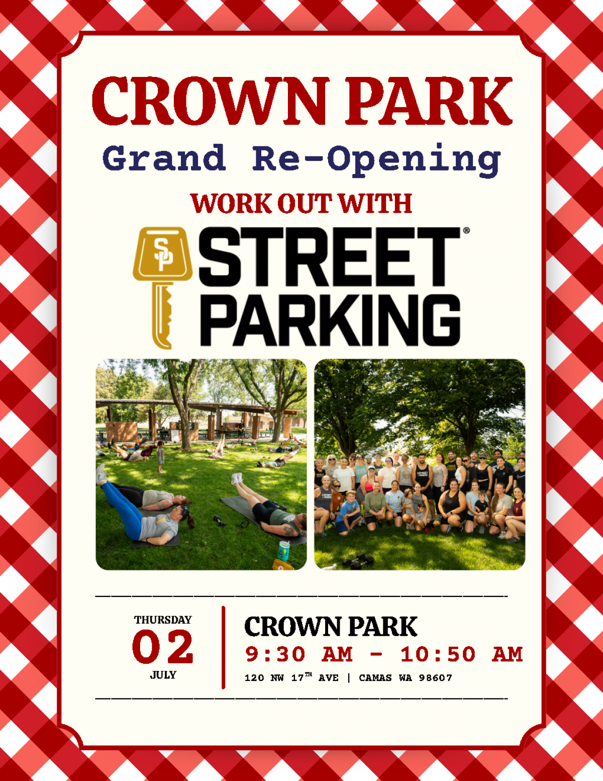 Street Parking at Crown Park Re-Opening