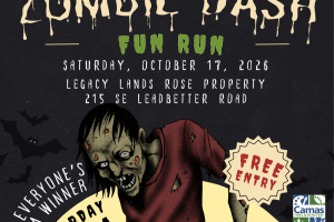 Participants and Zombies Needed for Camas Parks and Rec Zombie Dash Fun Run Oct. 17